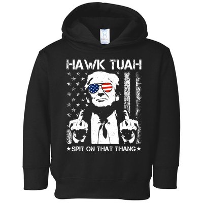 Hawk Tuah Spit On That Thang Trump Toddler Hoodie