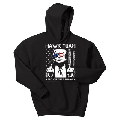 Hawk Tuah Spit On That Thang Trump Kids Hoodie