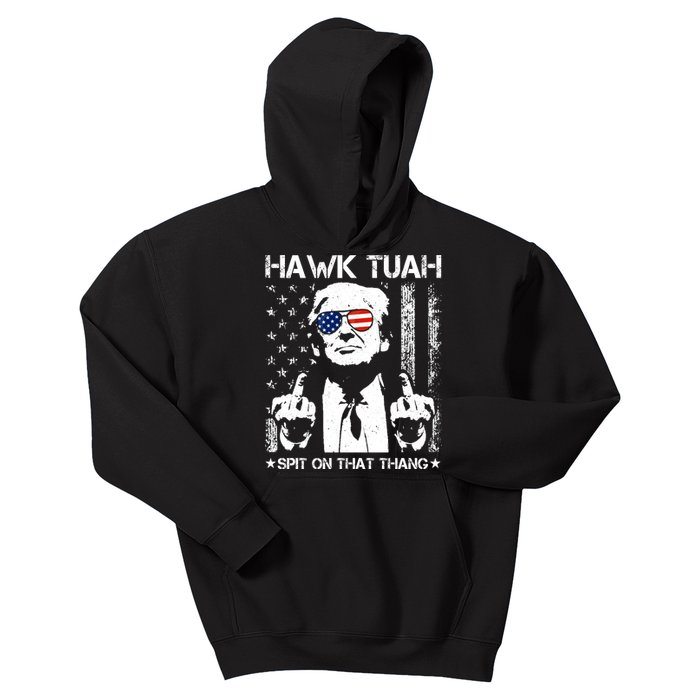 Hawk Tuah Spit On That Thang Trump Kids Hoodie