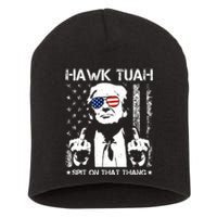 Hawk Tuah Spit On That Thang Trump Short Acrylic Beanie