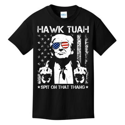 Hawk Tuah Spit On That Thang Trump Kids T-Shirt