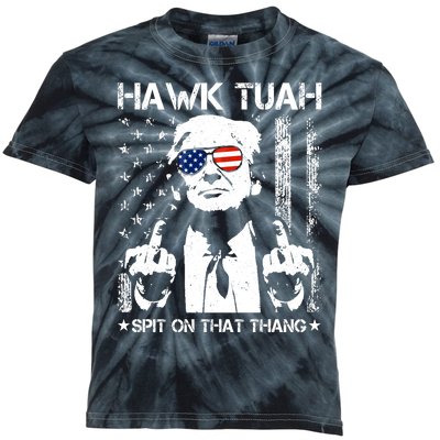 Hawk Tuah Spit On That Thang Trump Kids Tie-Dye T-Shirt