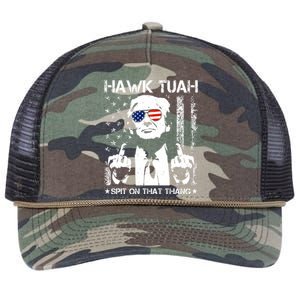 Hawk Tuah Spit On That Thang Trump Retro Rope Trucker Hat Cap