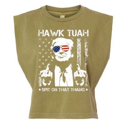 Hawk Tuah Spit On That Thang Trump Garment-Dyed Women's Muscle Tee