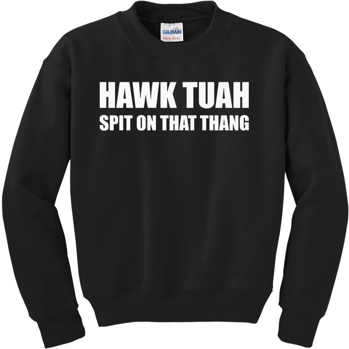 Hawk Tuah Spit On That Thang Kids Sweatshirt