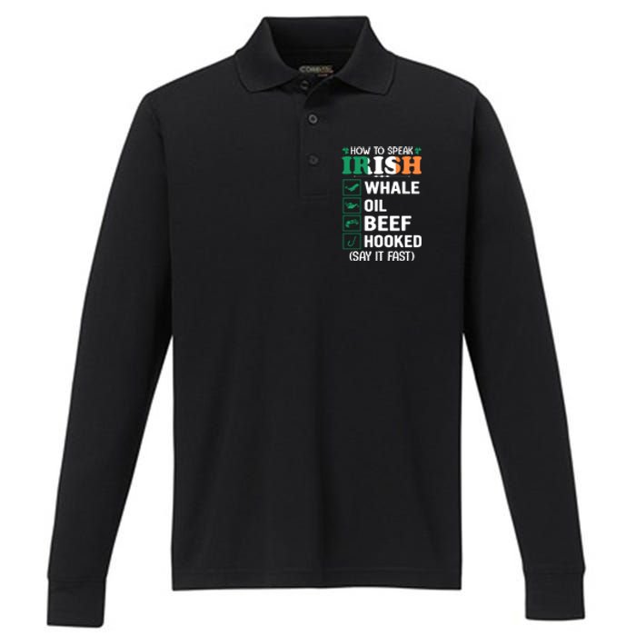 How To Speak Irish Funny Performance Long Sleeve Polo