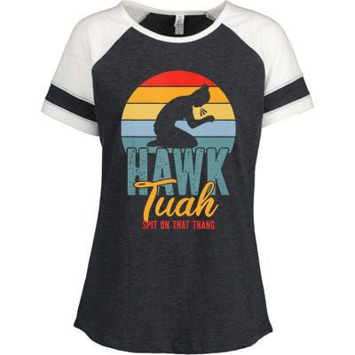 Hawk Tuah Spit On That Thang Meme Enza Ladies Jersey Colorblock Tee