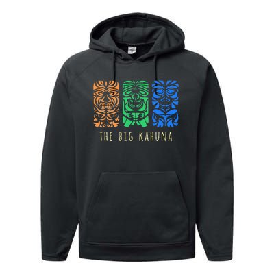 Hawaii Tiki Surfing Polynesian Big Kahuna Retro Hipster Performance Fleece Hoodie