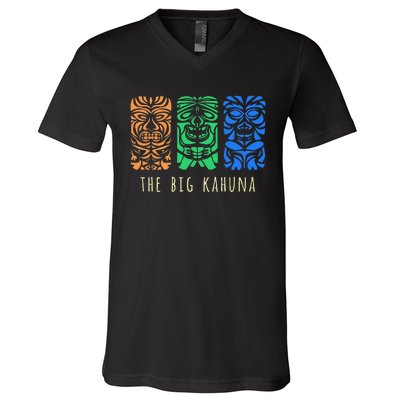 Hawaii Tiki Surfing Polynesian Big Kahuna Retro Hipster V-Neck T-Shirt