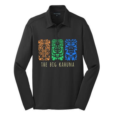 Hawaii Tiki Surfing Polynesian Big Kahuna Retro Hipster Silk Touch Performance Long Sleeve Polo