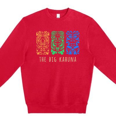 Hawaii Tiki Surfing Polynesian Big Kahuna Retro Hipster Premium Crewneck Sweatshirt