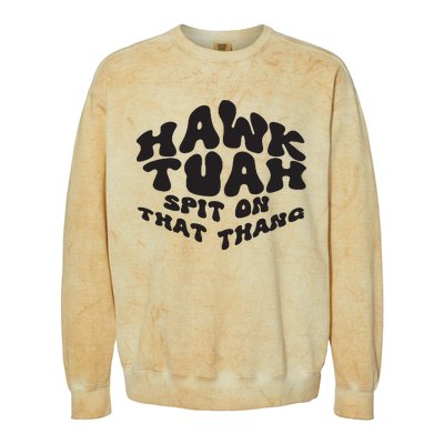 Hawk Tuah Spit On That Thang 2024 Colorblast Crewneck Sweatshirt