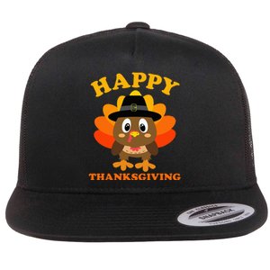 Happy Thanksgiving S For Pilgrim Turkey Flat Bill Trucker Hat