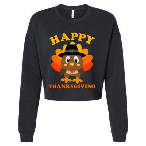 Happy Thanksgiving S For Pilgrim Turkey Cropped Pullover Crew