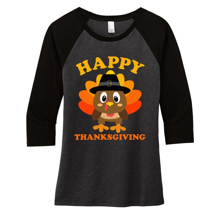 Happy Thanksgiving S For Pilgrim Turkey Women's Tri-Blend 3/4-Sleeve Raglan Shirt