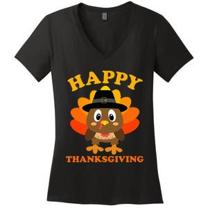 Happy Thanksgiving S For Pilgrim Turkey Women's V-Neck T-Shirt