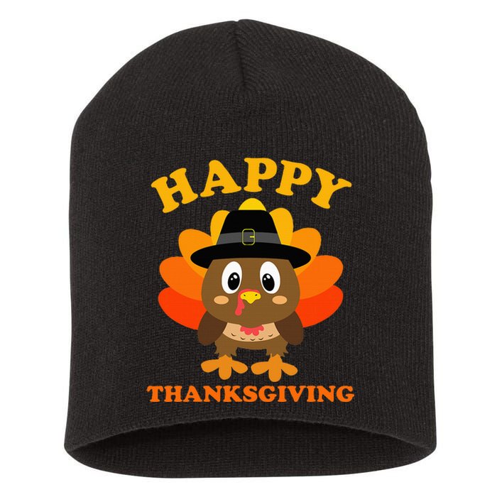 Happy Thanksgiving S For Pilgrim Turkey Short Acrylic Beanie