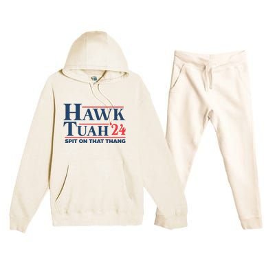 Hawk Tuah Spit On That Thang Funny Premium Hooded Sweatsuit Set