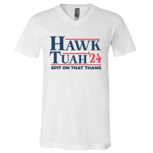 Hawk Tuah Spit On That Thang Funny V-Neck T-Shirt