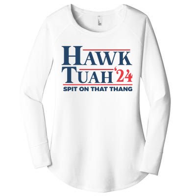 Hawk Tuah Spit On That Thang Funny Women's Perfect Tri Tunic Long Sleeve Shirt