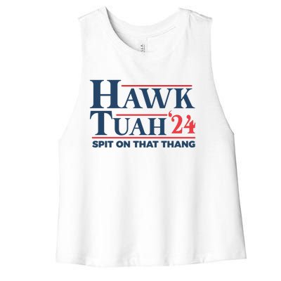 Hawk Tuah Spit On That Thang Funny Women's Racerback Cropped Tank