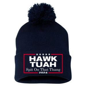 Hawk Tush Spit On That Thang Funny 2024 Election Pom Pom 12in Knit Beanie