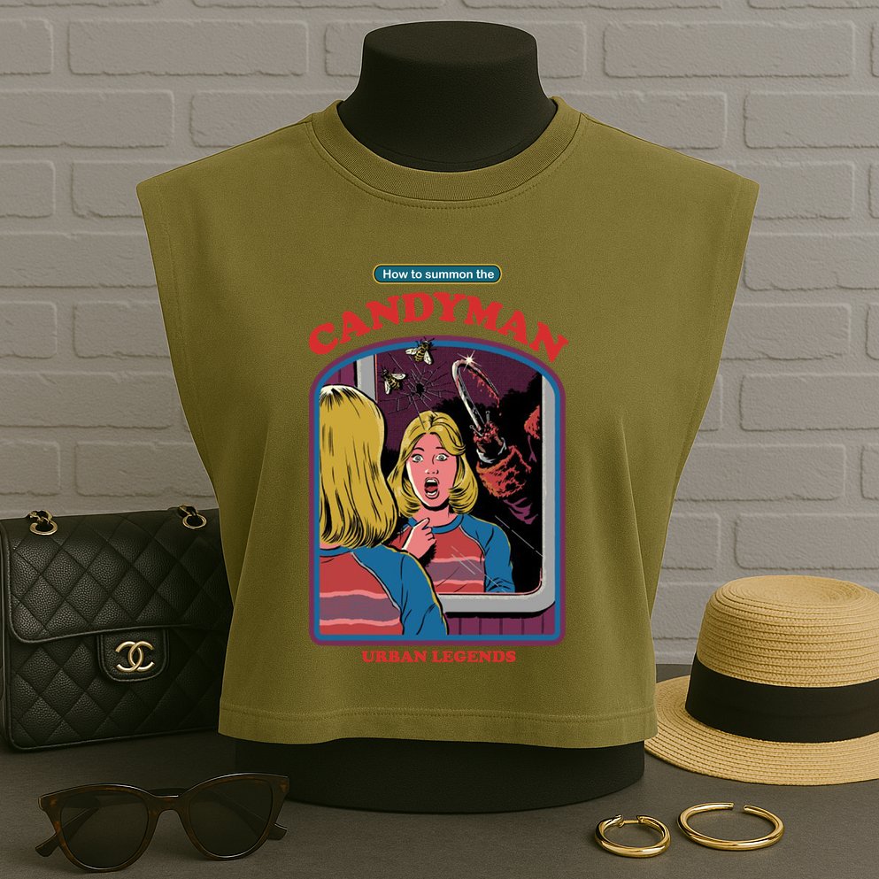 How To Summon The Candy Man Garment-Dyed Women's Muscle Tee