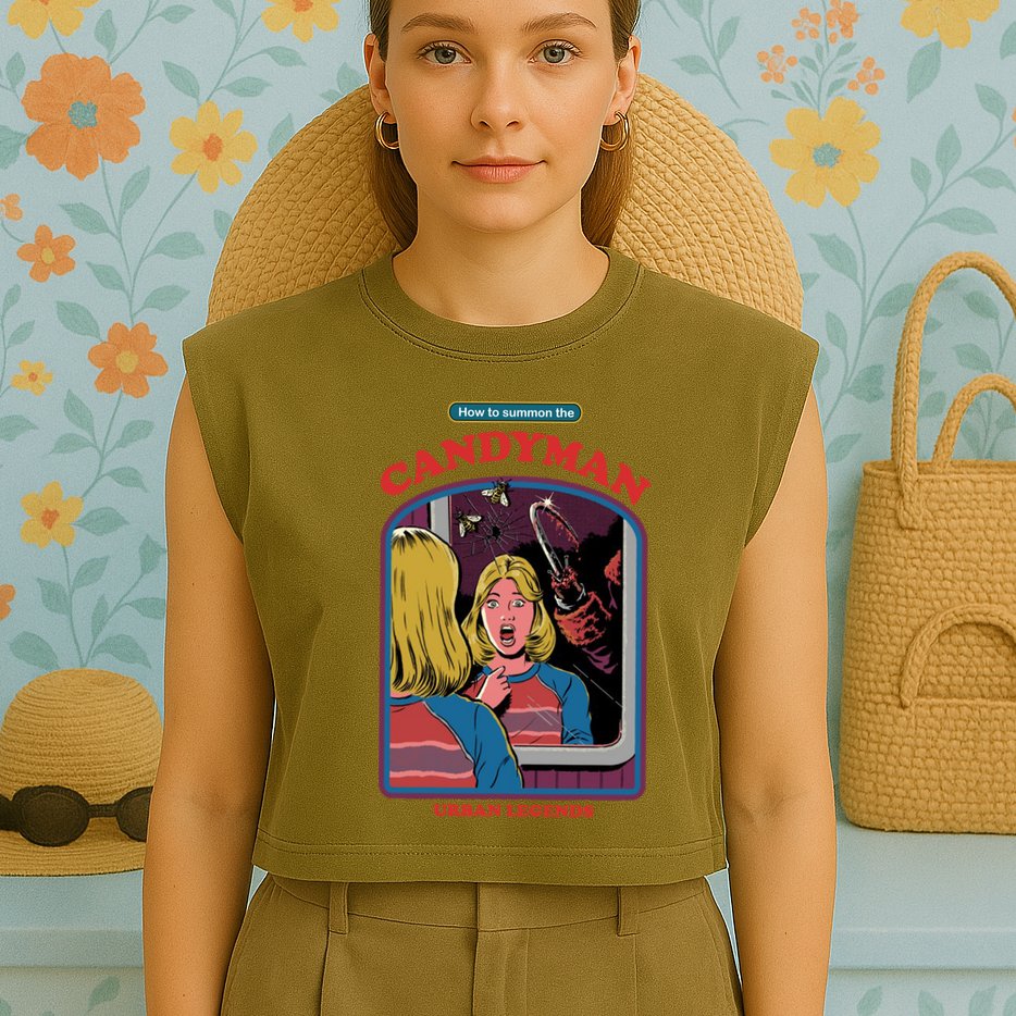 How To Summon The Candy Man Garment-Dyed Women's Muscle Tee