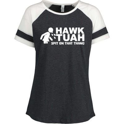 Hawk Tuah Spit On That Thang Enza Ladies Jersey Colorblock Tee