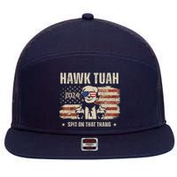 Hawk Tuah Spit On That Thang 2024 Usa Trump 7 Panel Mesh Trucker Snapback Hat