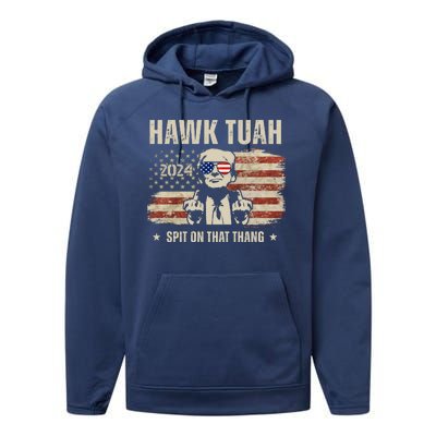 Hawk Tuah Spit On That Thang 2024 Usa Trump Performance Fleece Hoodie