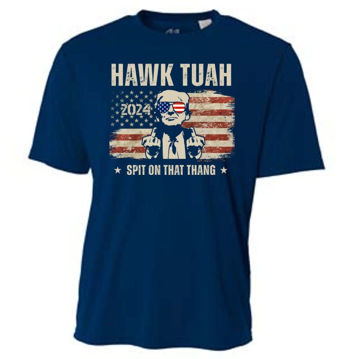 Hawk Tuah Spit On That Thang 2024 Usa Trump Cooling Performance Crew T-Shirt