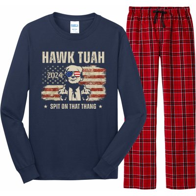 Hawk Tuah Spit On That Thang 2024 Usa Trump Long Sleeve Pajama Set