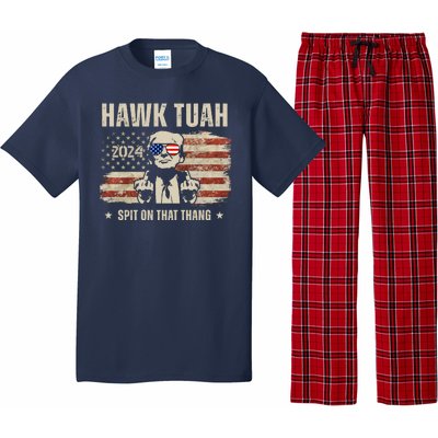 Hawk Tuah Spit On That Thang 2024 Usa Trump Pajama Set