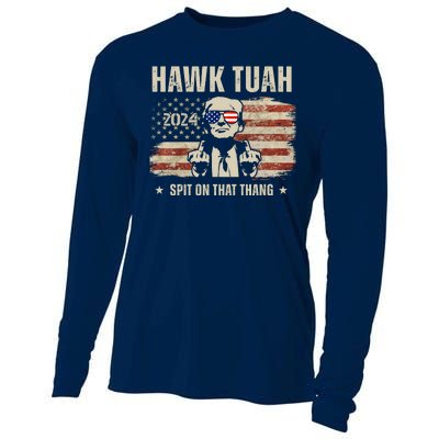 Hawk Tuah Spit On That Thang 2024 Usa Trump Cooling Performance Long Sleeve Crew