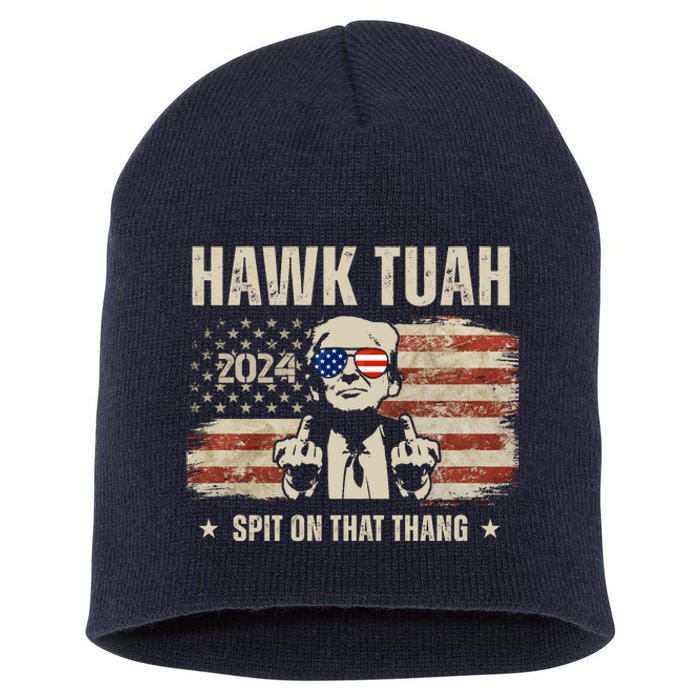 Hawk Tuah Spit On That Thang 2024 Usa Trump Short Acrylic Beanie