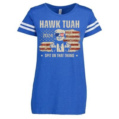 Hawk Tuah Spit On That Thang 2024 Usa Trump Enza Ladies Jersey Football T-Shirt