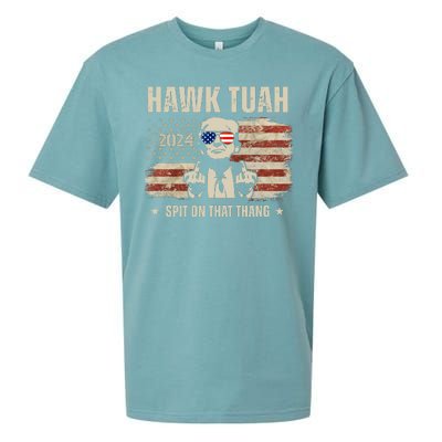 Hawk Tuah Spit On That Thang 2024 Usa Trump Sueded Cloud Jersey T-Shirt