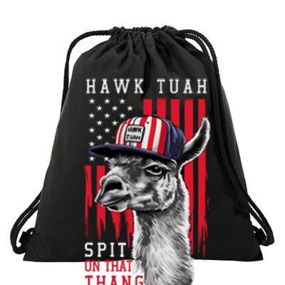 Hawk Tush Spit On That Thing Funny Llama July 4th Drawstring Bag