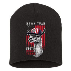 Hawk Tush Spit On That Thing Funny Llama July 4th Short Acrylic Beanie