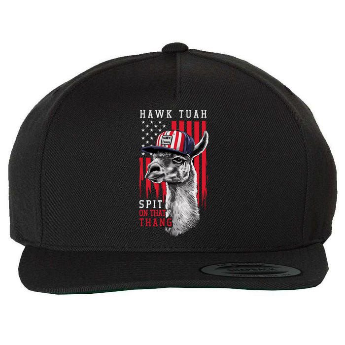 Hawk Tush Spit On That Thing Funny Llama July 4th Wool Snapback Cap