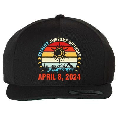 Happy Totality Solar Eclipse Awesome Birthday April 8 2024 Wool Snapback Cap