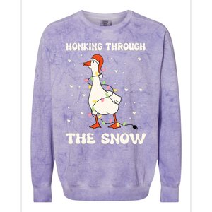 Honking Through The Snow Funny Goose Ugly Christmas Colorblast Crewneck Sweatshirt