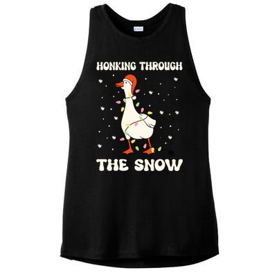 Honking Through The Snow Funny Goose Ugly Christmas Ladies PosiCharge Tri-Blend Wicking Tank