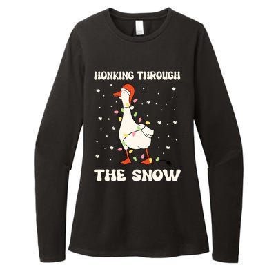 Honking Through The Snow Funny Goose Ugly Christmas Womens CVC Long Sleeve Shirt