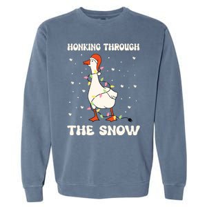 Honking Through The Snow Funny Goose Ugly Christmas Garment-Dyed Sweatshirt