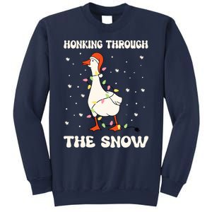 Honking Through The Snow Funny Goose Ugly Christmas Sweatshirt