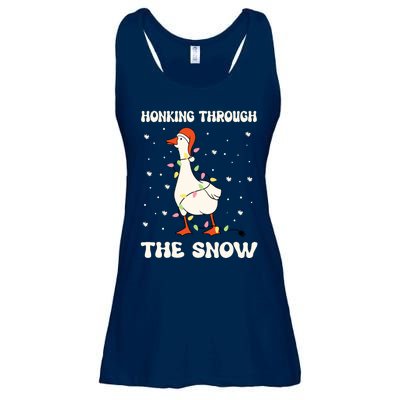 Honking Through The Snow Funny Goose Ugly Christmas Ladies Essential Flowy Tank