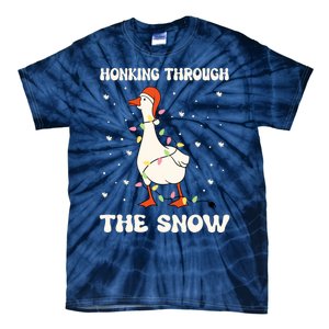 Honking Through The Snow Funny Goose Ugly Christmas Tie-Dye T-Shirt