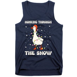 Honking Through The Snow Funny Goose Ugly Christmas Tank Top